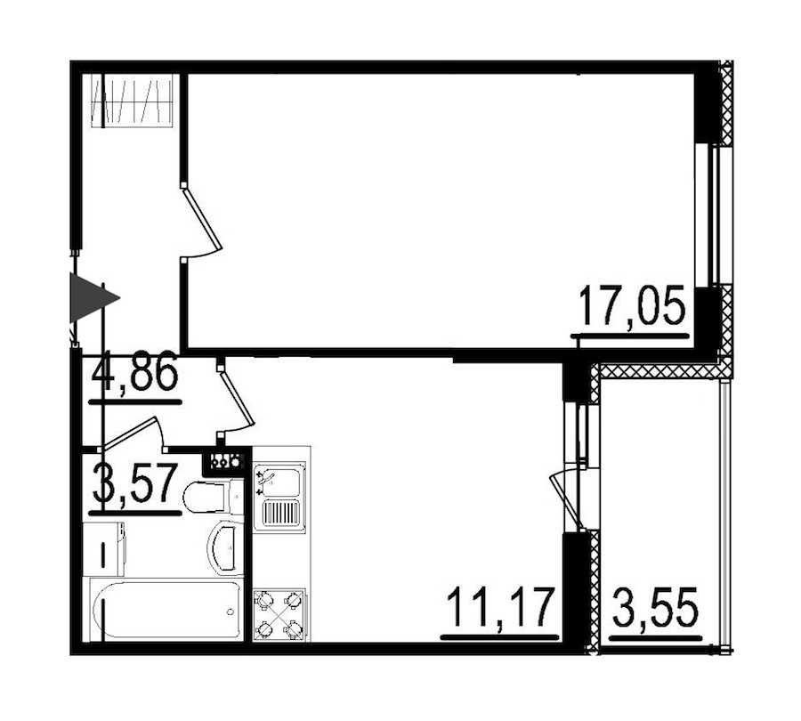 Однокомнатная квартира в : площадь 36.65 м2 , этаж: 1 – купить в Санкт-Петербурге